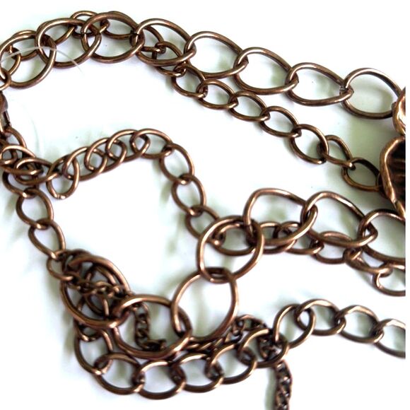 Copper Tone Asymmetric Flower and Chain Necklace - Picture 4 of 8